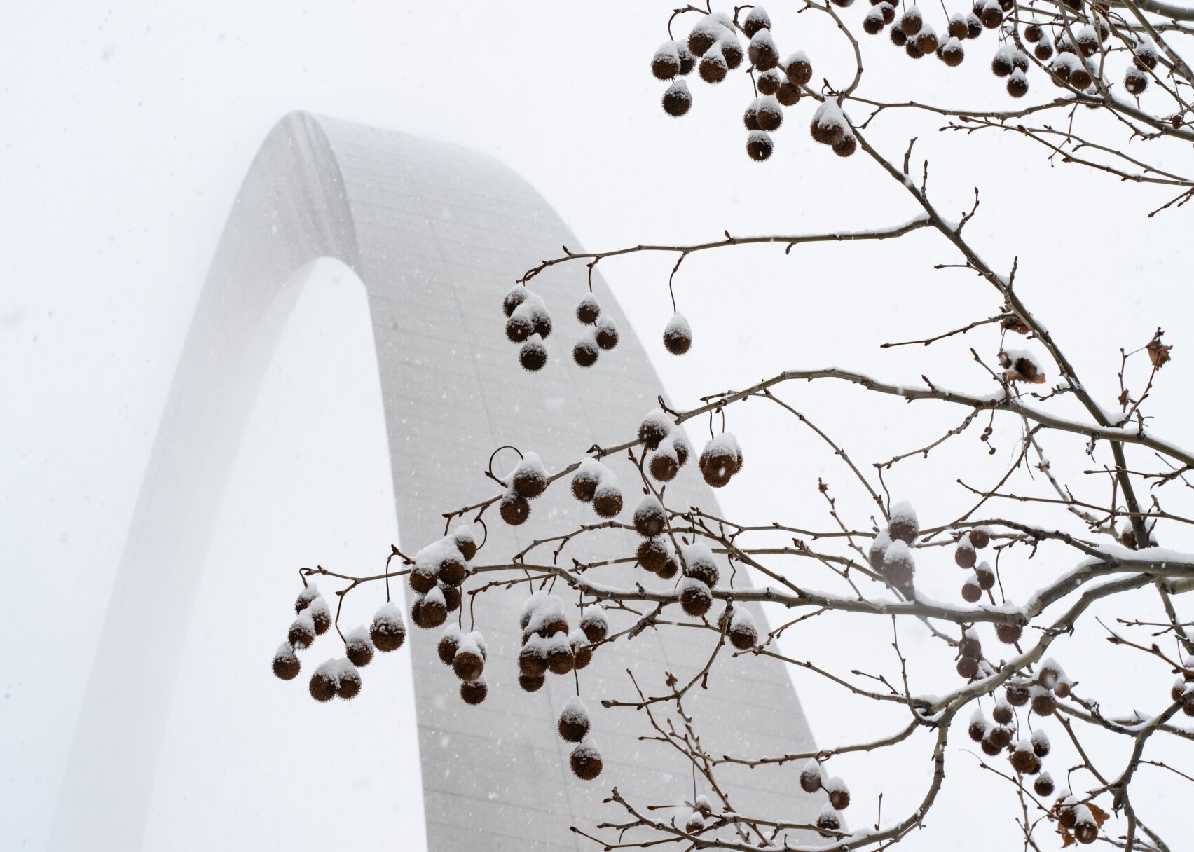 Winter weather at Gateway Arch National Park